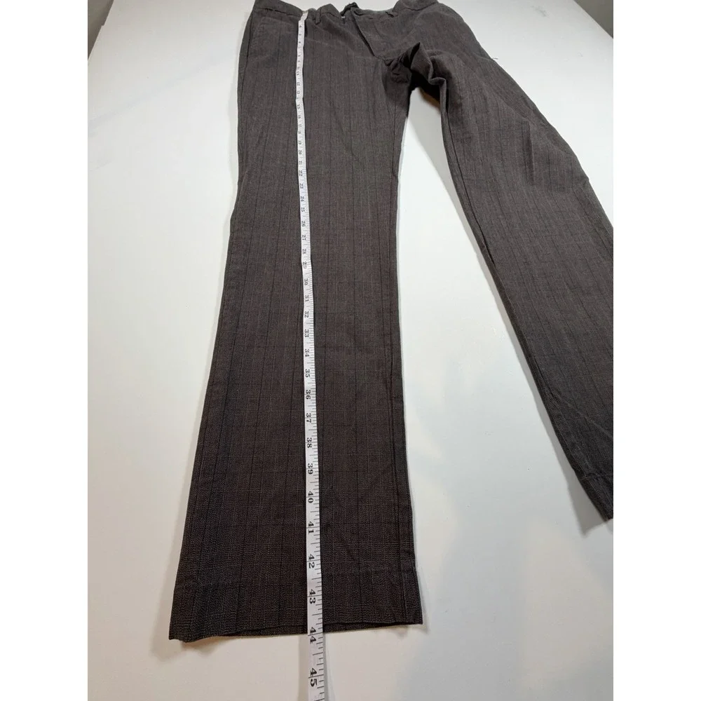 Banana Republic Mens 36x34 Aiden Slim Fit Brown Grid Plaid Cotton Chino Trousers